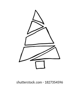 Doodle geometric Christmas tree. Image for web, print, holiday posters and cards.
