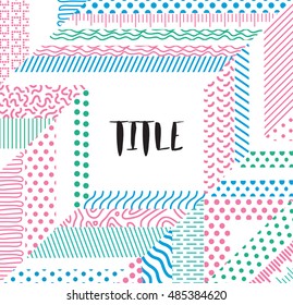Doodle geometric shapes in polka dot, stripes. Colorful pattern. Modern stylish texture . Abstract Background.