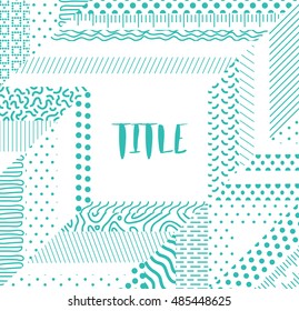 Doodle geometric shapes in polka dot, stripes. Modern stylish texture pattern . Abstract Background.