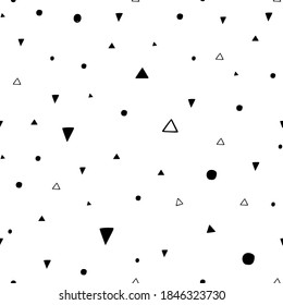 Doodle geometric shapes sketch seamless pattern for nursery. Cartoon vector illustration. Cute graphic background. Print for kids. Scandinavian design for little baby room.