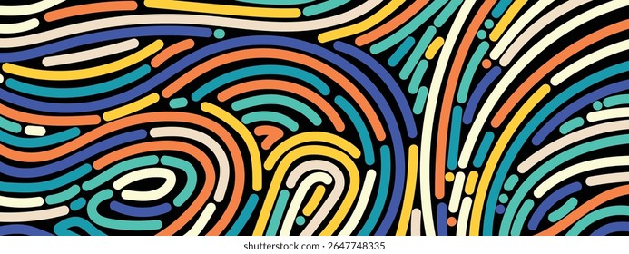 Doodle geometry banner poster wavy texture free vector illustration.