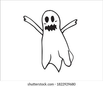 
Doodle-Geist. Halloween-Illustration einzeln auf weißem Hintergrund auf Vektorgrafik.