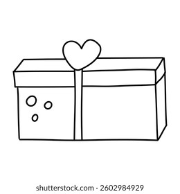 Doodle Gift Box.Isolated on white background
