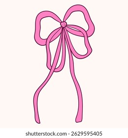 Cinta de regalo de Doodle. Arco dibujado a mano. Ilustración vectorial aislada.