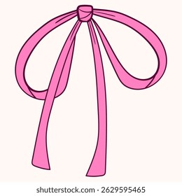 Doodle gift ribbon. Hand drawn bow. Isolated vector illustration.