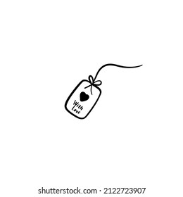 Doodle gift tag with heart for Valentine's Day, holiday clipart
