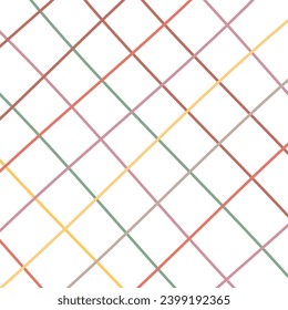 Doodle Gingham Check Plaid Vector Pattern. Vertical and horizontal hand drawn crossing colored stripes. Chequered freehand geometrical background. Cottagecore Homestead Farmhouse Print