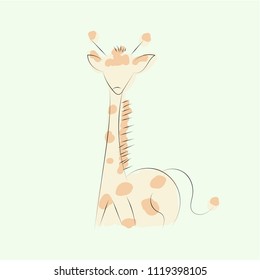 doodle giraffe  on yellow background