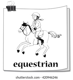 Doodle of girl doing equestrian illustration