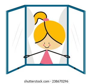Doodle the girl open the window - Full Color