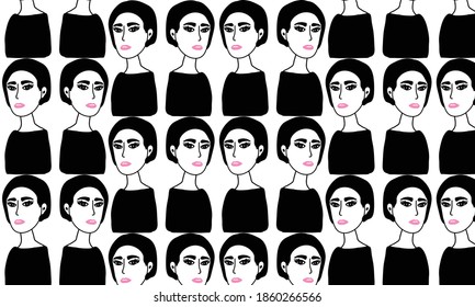 doodle girl  pattern design background vector eps.10