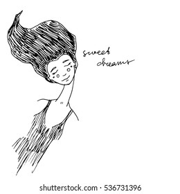 Doodle girl portrait