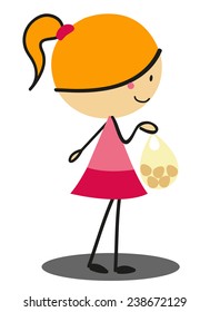 Doodle Girl Shopping - Full Color