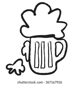 doodle glass of beer, vector illustration icon