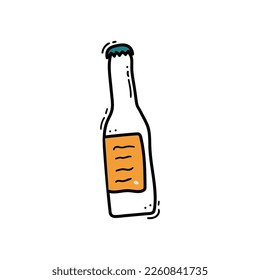 Doodle Glass Bottle. Hand drawn vector illustration. Design element for menu, bar