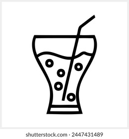 Doodle glass toast with straw icon isolated. Sketch drink Hand dravn Vector stock illustration EPS 10