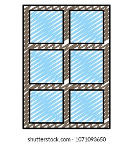 doodle glass window with modern frame architecture