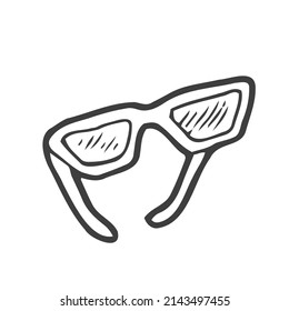 Gafas de Doodle. Líneas negras de gafas de sol vectoriales dibujadas a mano