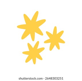 Ícone de estrela cintilante cintilante com brilho. Símbolo de explosão de estrela de brilho desenhado à mão amarela. Esboço piscando mágico. Ícone de forma de faísca de garatuja. Ilustração vetorial sobre fundo branco.