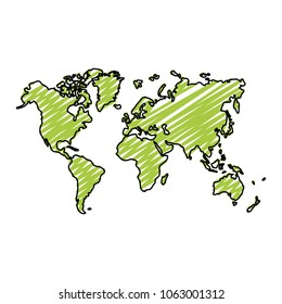 doodle global geography map with continents world
