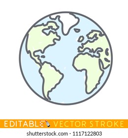 Doodle Globe. Editable stroke sketch icon. Stock vector illustration.