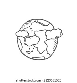 Doodle Globe Symbol. Vektorgrafik. Flaches Design. Cartoon-Stil, Vektorgrafik einzeln. Earth Day-Konzept