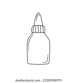 Doodle Glue icon. Vector sketch of bottle of glue. Stationery and school supplies concept