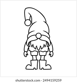 Doodle gnome clip art isolated Coloring page book Sketch vector illustration