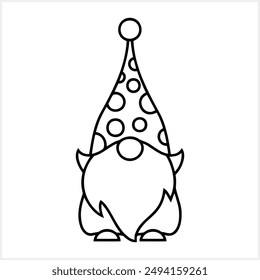 Doodle gnome clip art isolated Coloring page book Sketch vector illustration