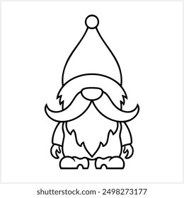 Doodle gnome clip art isolated Coloring page book Sketch vector illustration