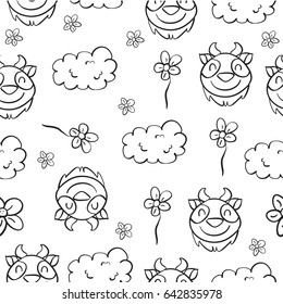 Doodle goat and cloud funny for kid