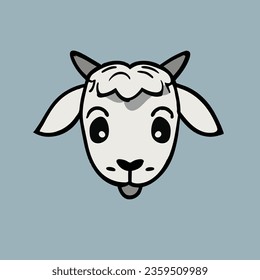 Doodle Goat Face,lamb icon,cute white lamb face,sheep illustartion