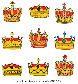 Doodle of gold crown elegant collection