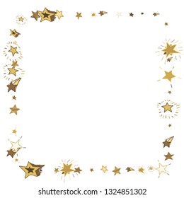 Doodle Golden Stars Frame On White Stock Vector (royalty Free 