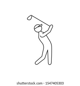 doodle golfer with stick icon