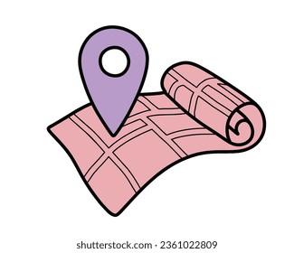 Doodle gps map icon. Location hand drawn vector icon.