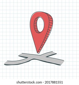 Doodle GPS pin location red color on map