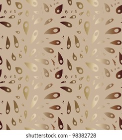 Doodle gradient brown abstract drops on beige background. Seamless pattern.