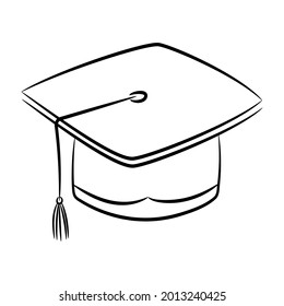 Doodle Graduation hat vector illustration, with hand drawn sketching design
