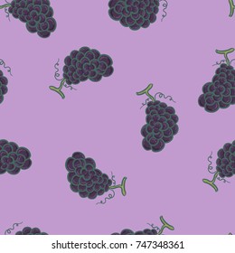 doodle grapes seamless pattern on purple