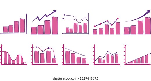  Conjunto de elementos de negocio de gráfico Doodle