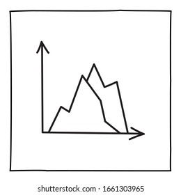 Doodle graph chart icon or logo, hand drawn with thin black line.