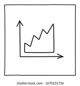 Doodle graph chart icon or logo, hand drawn with thin black line.