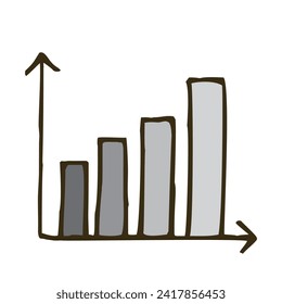 Doodle graph chart icon or logo, hand drawn with thin black line. Vector illustration isolated on white background