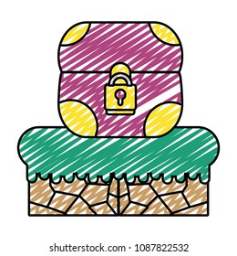 doodle graphic chest with padlock digital videogame