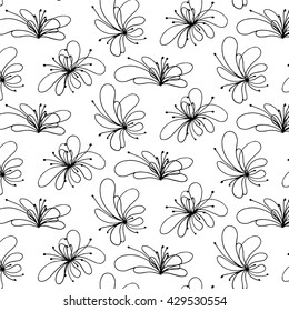doodle graphic fantasy flowers pattern