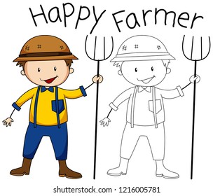 Doodle graphic of farmer illustration