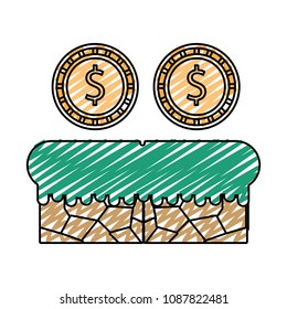 doodle graphic metal coins videogame scene