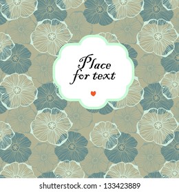 Doodle graphical flowers background with a frame