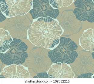 Doodle graphical flowers seamless pattern